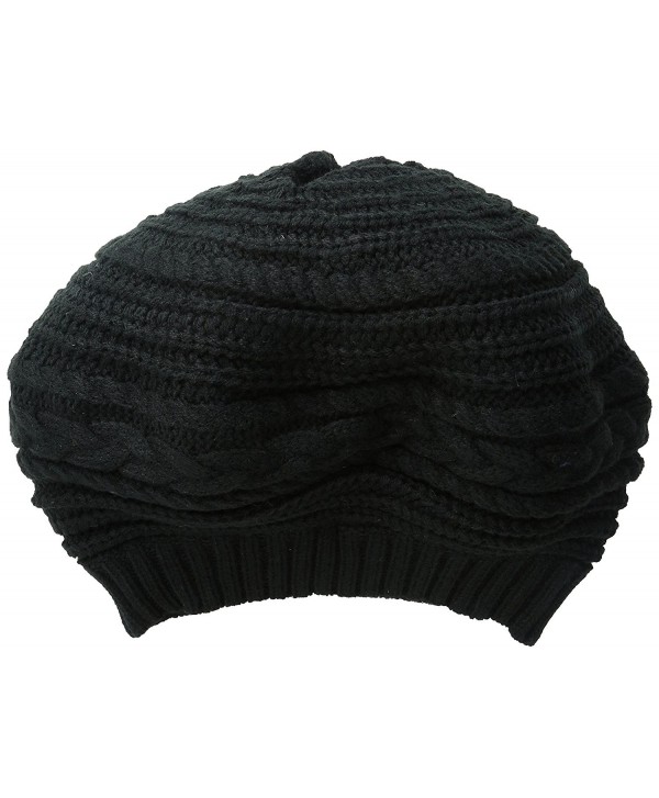 Scala Women's Textured Slouch Beret - Black - C811XN09HBT