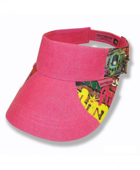 Hothead Wide Brim Sun Visor Hat in Graffiti with Pink Denim - CI11KF447AV