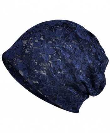 Qunson Women's Lace Slouchy Beanie Chemo Hat Cap for Cancer Patients - B-navy - CS18698I038
