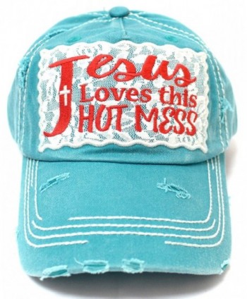 TURQUOISE Jesus Loves Embroidery Vintage
