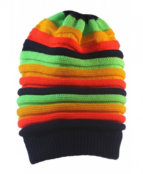 EachWell Women Winter Stripe Rainbow Beanie Skull Hat Slouchy Cap - Color 4 - CB186W36IRU