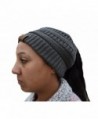 Motivated Elite Winter Women's Ponytail Beanie Solid Ribbed Hat Cap - Gray - CU189U5QSXQ