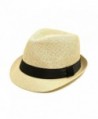 TrendsBlue Classic Natural Fedora Straw Hat with Black Color Band - CJ11076FX0B