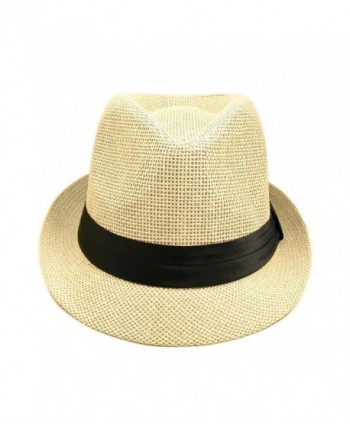 TrendsBlue Classic Natural Fedora Straw