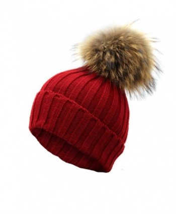 Tuscom Winter Crochet HatFur Raccoon in Women's Berets