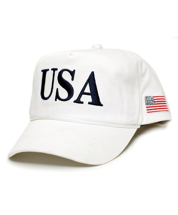 USA 45 Trump Make America Great Again Embroidered hat One Size Adult Red- White Cap - White - CM17YYWG2O6