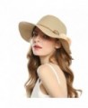 Welrog Foldable Straw Summer Hats Women Wide brimmed Hats With Balls For Travel - Brown - CM18063KCOU