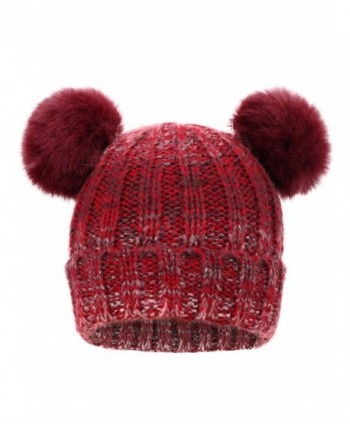 Adults Childrens Pompom Beanie Burgundy