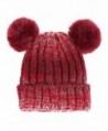 Adults Childrens Pompom Beanie Burgundy in Women's Skullies & Beanies