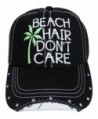 White Glitter Beach Hair Don't Care Black Baseball Cap w/Rhinestones - CG12GU4N4ZJ