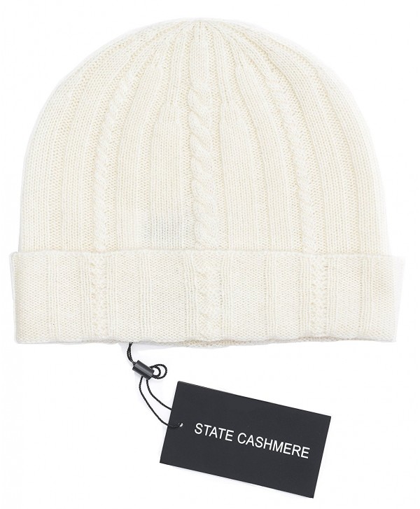 State Cashmere 100% Pure Cashmere Cable Knit Beanie Hat - Ultimate Soft-Warm and Cozy - Ivory - CN187M9EQ22