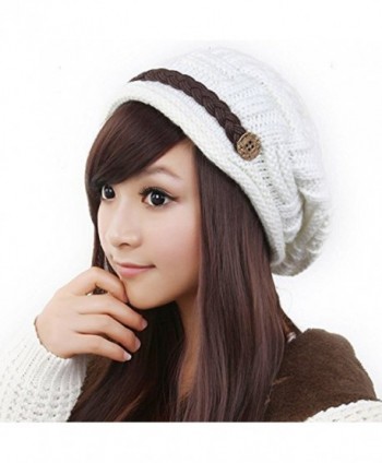 YCHY Slouch Women hat Winter Baggy Snowboarding Knit Snow Warm Hat Beanie Crochet Cap - White - CR12MXV8Z6H