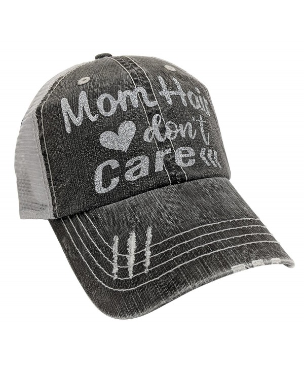 Loaded Lids Women's Mom Hair Don't Care Bling Baseball Cap - Silver - CR1875K53OZ