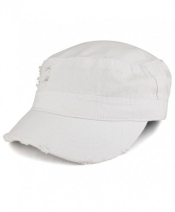 Armycrew Frayed Herringbone Textured Elastic Band Jeep Style Army Cap - White - C3185OEUIGY