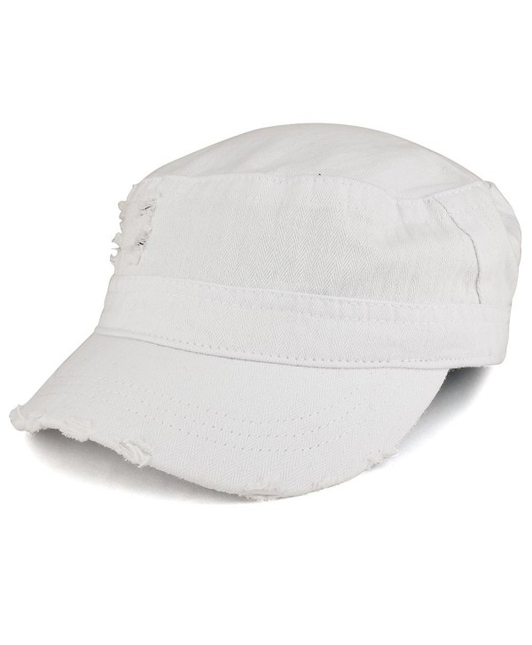 Armycrew Frayed Herringbone Textured Elastic Band Jeep Style Army Cap - White - C3185OEUIGY