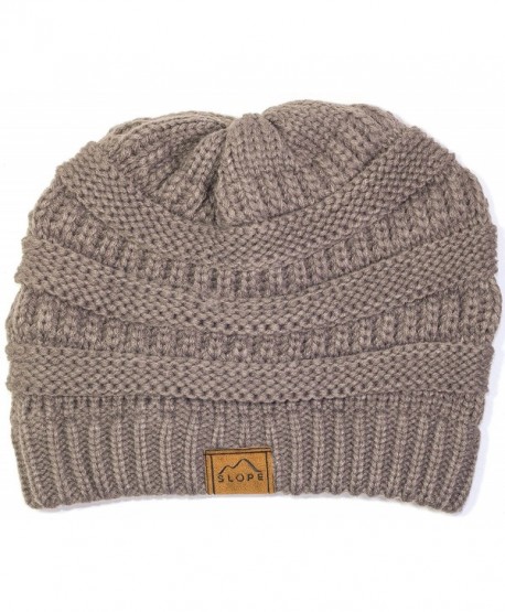 Slope Knitted Beanie Warm Chunky Thick Soft Stretch Cable Beanie Hat - Gray - CS11S66BISP