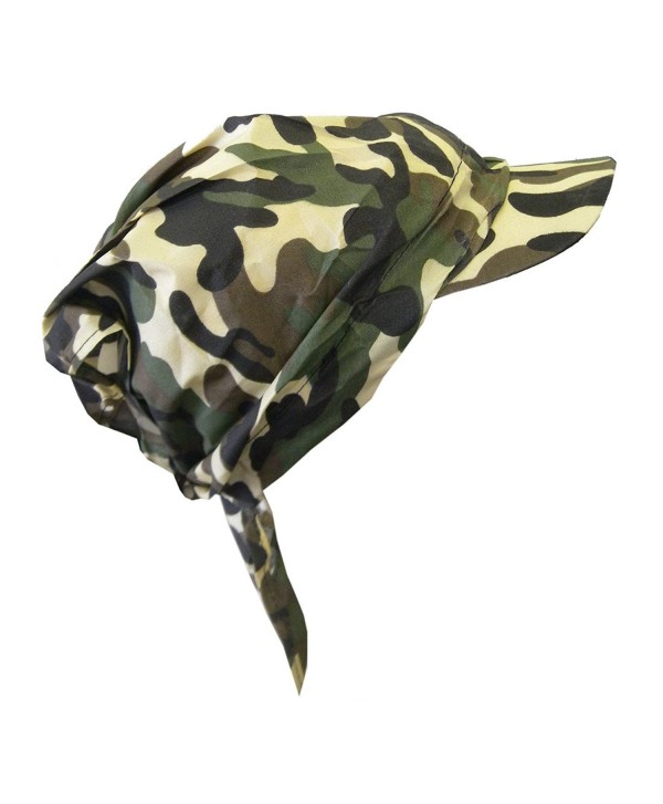 Camouflage Bandana Cap Visor Tie Unisex Army Hat - Tan - CW11MJ8IV59