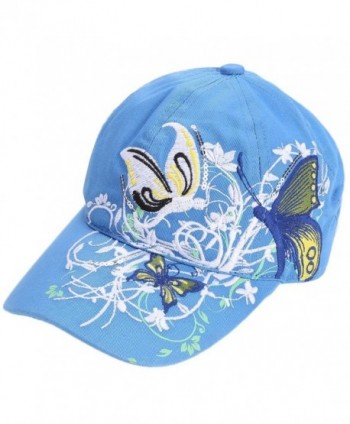 Lightweight Butterfly & Flowers Embroidered Women Baseball Cap Sun Hat- 100% Cotton - Blue - C412NH42P1V