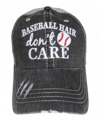 Embroidered Baseball Hair Don't Care Grey Trucker Baseball Cap - CZ12ILB0A9V