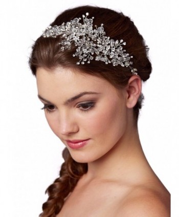 Mariell Couture Crystal Spray Bridal Headpiece Hair Vine - Wedding Hairband Glam - CF12O6NUNO4