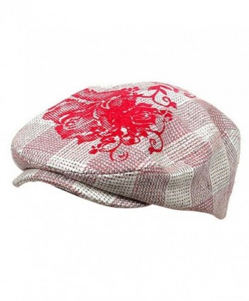 Flower Checkered Ivy Hat-Pink - C0111ZIHGLT