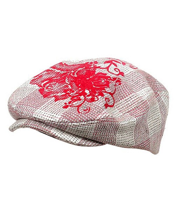 Flower Checkered Ivy Hat-Pink - C0111ZIHGLT