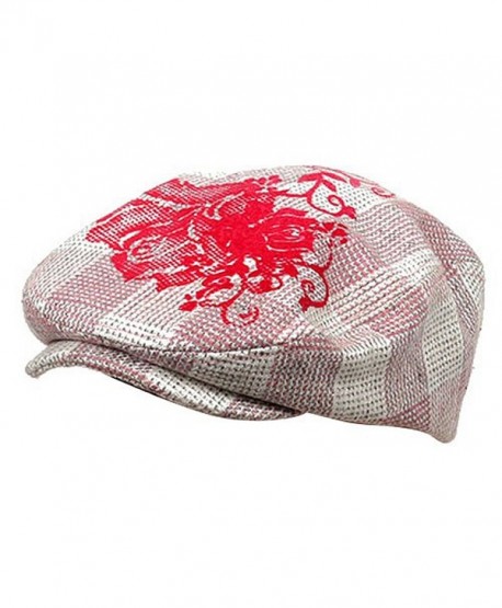 Flower Checkered Ivy Hat-Pink - C0111ZIHGLT