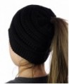 VANGAY Beanie Tail Women's Soft Stretch Knit- Messy High Bun Ponytail Beanie Tail Cap Hat - Black - CI1883MTZ5C