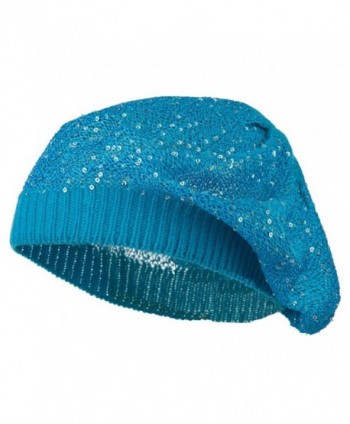 Sequin Nylon Stretchable Beret - Blue - CW11K1CSTMF