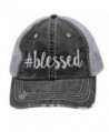 Blessed blessed Glittering or Embroidered Distressed Trucker Style Cap Hat (Emb) - C217YDS2WDX