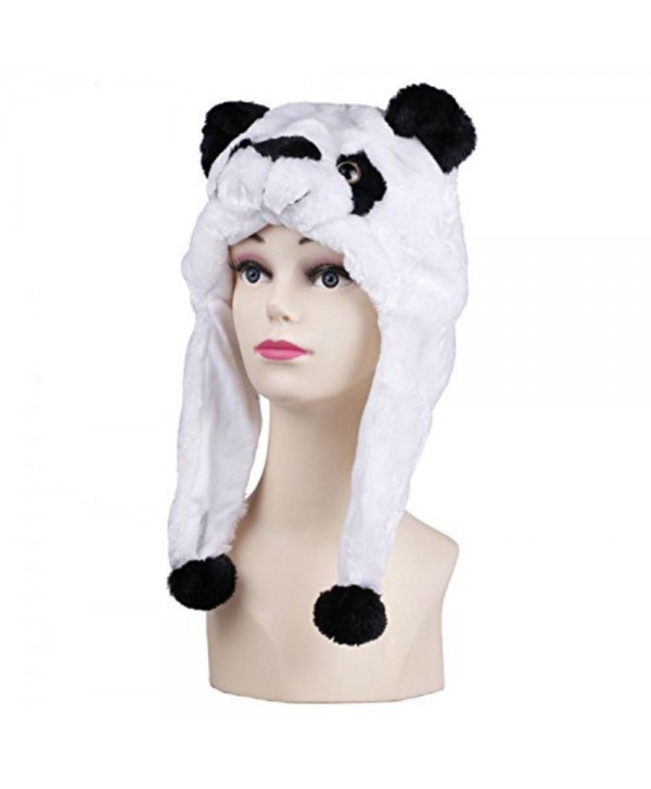 Viskey Animal Plush Hat with Ear Flaps - white-black - CT11PBXBYDF