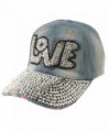 Bubble Love Jewel Rhinestone Bling Studs Baseball Ball Cap Hat Adjustable - Denim - CO11VWU3OLL
