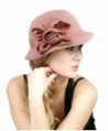 NYFASHION101 Women's Paper Woven Cloche Hat with Flower Band - Rose - CF11VJDVFJJ