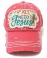 CAPS 'N VINTAGE hearts- Cross- Y'all Need Jesus Patch Embroidery Hat-Rose - C5180L25758