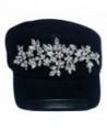 Olive & Pique Women's Horizontal Floral Bling Cadet Hat - Black - C71836H54DG