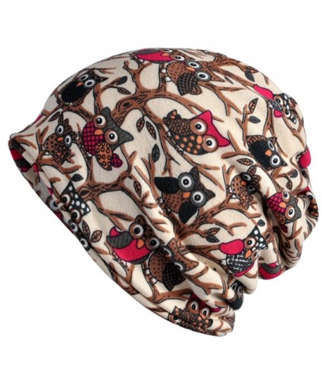 Kuyou Women's Multifunction Hat owl Skull Cap scarf (Beige Plus cashmere) - CS1889EWRXX