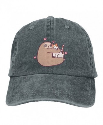 Sloth Loves Cat Unisex Denim Cowboy Personalized Vintage Hat - Asphalt - CK187N5LU2N