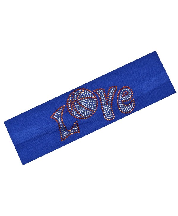 Basketball Rhinestone Cotton Stretch Headband - Royal Blue - CT11PTHQ7EJ