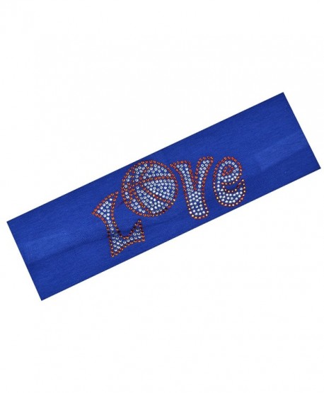 Basketball Rhinestone Cotton Stretch Headband - Royal Blue - CT11PTHQ7EJ