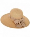 Toppers Womens Summer Sun Beach Hat Big Bowknot Wide Brim Straw Hat UPF 50+ - Nature - CI18C9KKOY5