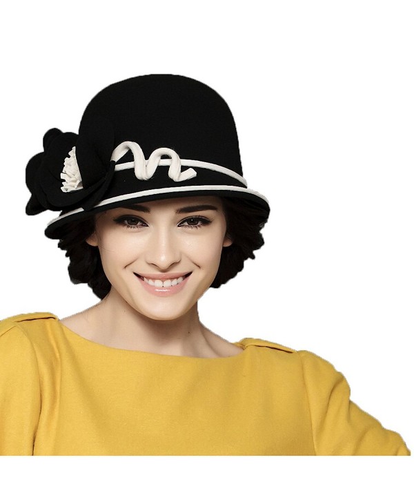 Maitose Women's Wool Felt Bowler Hat Black - CX126NOCVYL