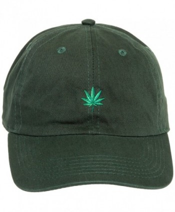 Newhattan Weed Leaf Dad Hat - 100% Cotton Adjustable Sports Cap - Dark Green - C112NUP4203