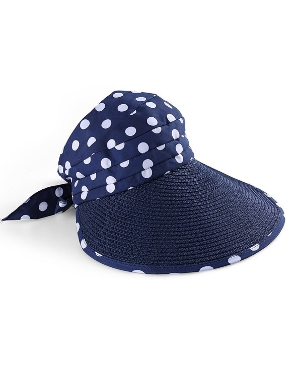 Aerusi Classic Roll up Foldable Wide Large Brim Summer Swimming Beach Sun Hat - Navy Blue - CX12GSL7F1D