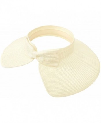 Simplicity Womens Straw Visor Ribbed_Ivory in Women's Sun Hats