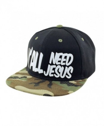 Y'ALL NEED JESUS 3D Logo Snapback Baseball Hat - Black-camo - CD17YIW7IKZ