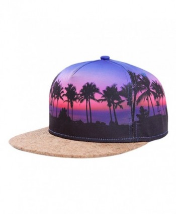 So'each Galaxy Hawaii Coconut Tree Print Flatbill Visor Snapback Cap Baseball Hat - CH12E611XYH