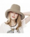 Lovful Women's Cotton Big Brim Hat Summer Beach Hat With Fold-Up Brim - Khaki - CL12DGZQCRR