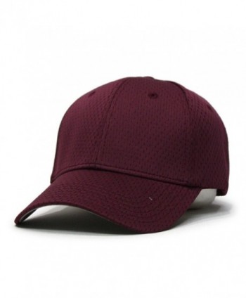 Plain Pro Cool Mesh Low Profile Baseball Cap with Adjustable Velcro - Maroon - CT12CDMCUHP