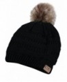 Joeoy Winter Warm Unisex Chunky Cable Knit Beanie Hat Ski Cap - Pompom-black - CZ18897TAOY