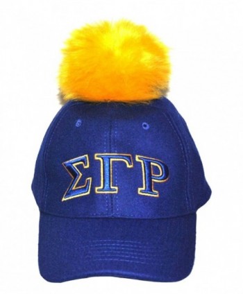 Big Boy Headgear Sigma Gamma Rho Blue 1922 Adjustable Baseball Cap with Gold Pom Pom - CW12NZOC99I